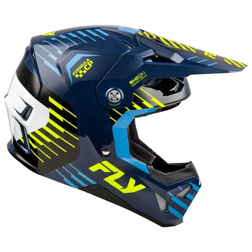Fly Racing Formula CP Slice Navy Hi-Vis White Motocross ATV Helmet Adult Medium