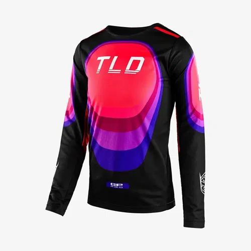 Troy Lee Designs GP Pro Reverb Black / Glo Red Motocross BMX Jersey Youth XS