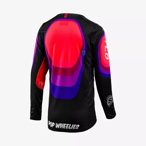 Troy Lee Designs GP Pro Reverb Black / Glo Red Motocross BMX Jersey Youth XS