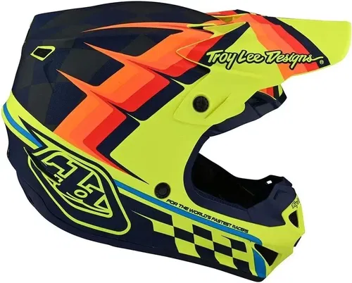 Troy Lee Designs SE4 Polyacrylite Warped Yellow Black MX ATV Helmet Youth Medium