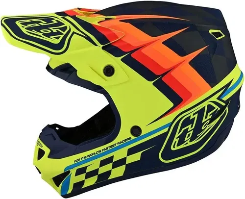 Troy Lee Designs SE4 Polyacrylite Warped Yellow Black MX ATV Helmet Youth Medium