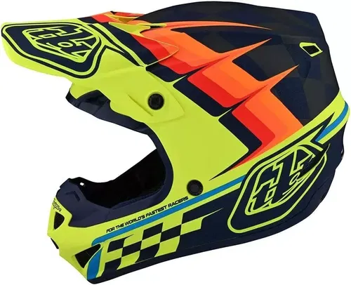 Troy Lee Designs SE4 Polyacrylite Warped Yellow Black MX ATV Helmet Youth Medium