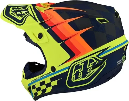 Troy Lee Designs SE4 Polyacrylite Warped Yellow Black MX ATV Helmet Youth Medium
