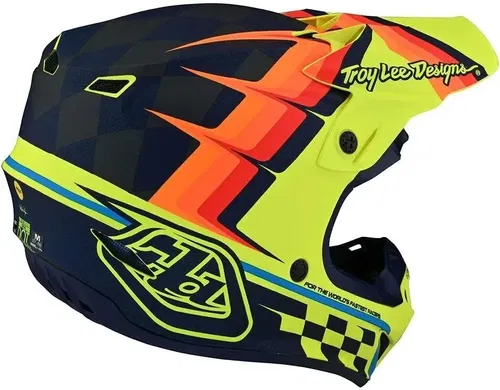 Troy Lee Designs SE4 Polyacrylite Warped Yellow Black MX ATV Helmet Youth Medium