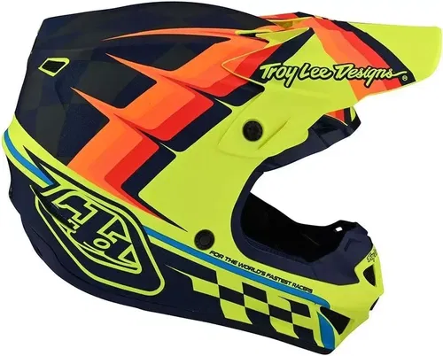 Troy Lee Designs SE4 Polyacrylite Warped Yellow Black MX ATV Helmet Youth Medium