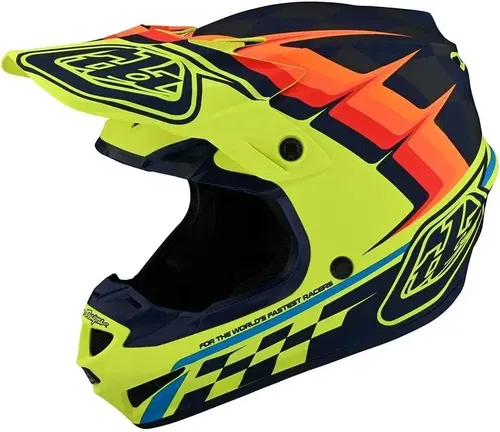Troy Lee Designs SE4 Polyacrylite Warped Yellow Black MX ATV Helmet Youth Medium