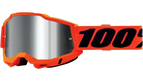 100% Accuri 2 Neon Orange Mirror Silver Flash Lens Goggles Adult