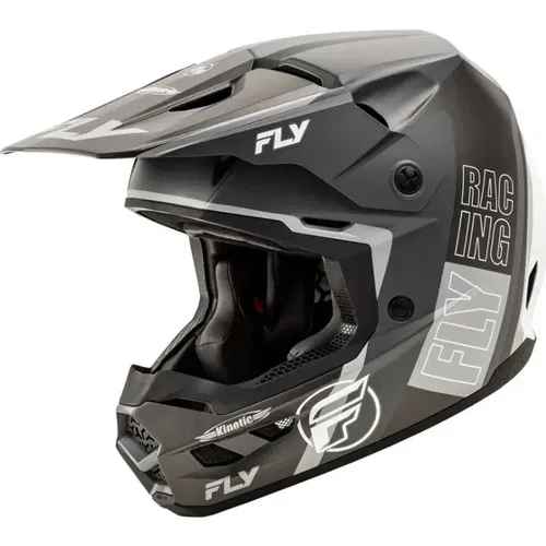 Fly Racing Kinetic Matte Gray Black White Motocross ATV BMX Helmet Adult XXL