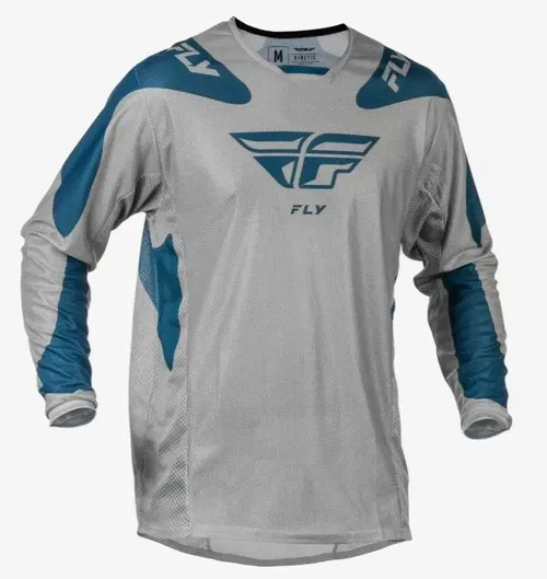 Fly Racing Kinetic Mesh Sym Grey Blue Motocross BMX Jersey Adult M