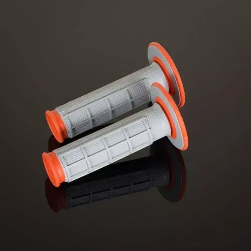 Renthal G155 MX Handlebar Grips - Dual Compound, Half Waffle, Orange / Grey