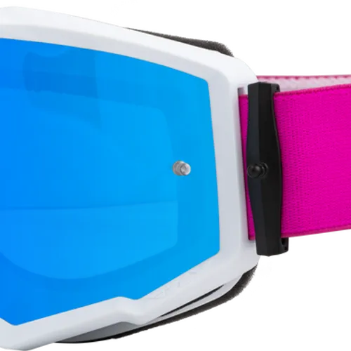 FLY RACING ZONE GOGGLE PINK/WHITE W/ SKY BLUE MIRROR/SMOKE LENS