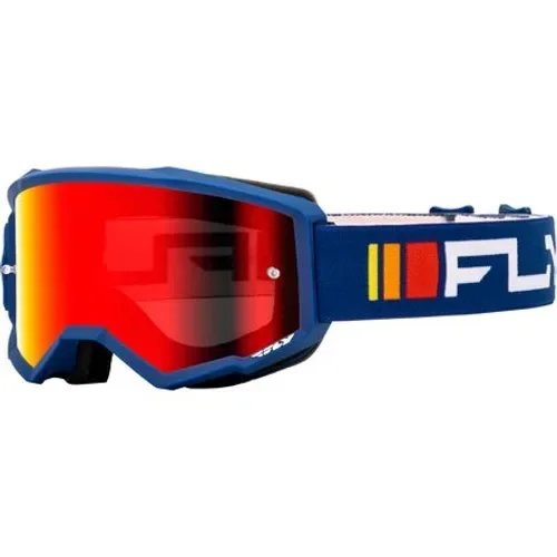 FLY RACING ZONE GOGGLE NAVY/WHITE W/ RED MIRROR/SMOKE LENS