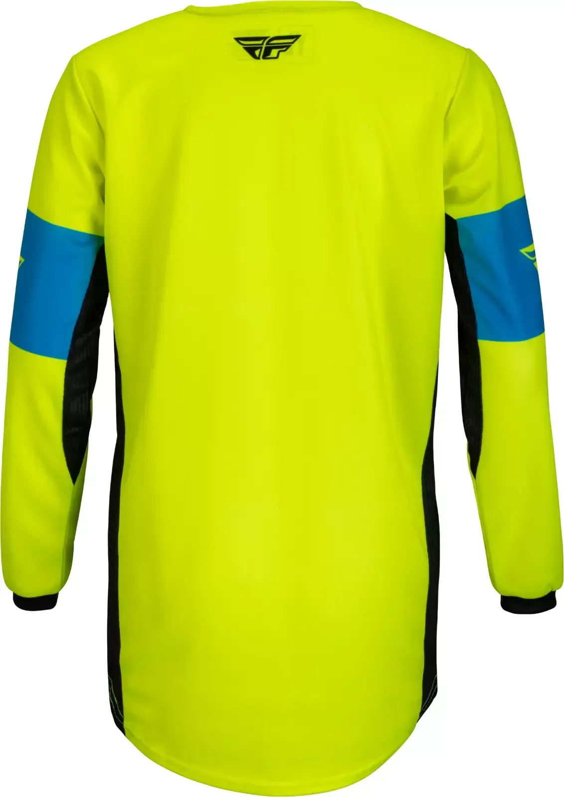 Fly Racing Youth Kinetic Khaos Hi-Vis/Black/Cyan Large/26