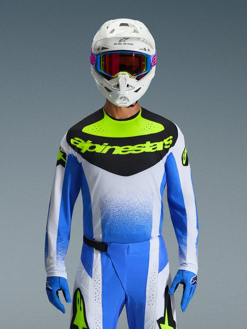 2026 Alpinestars Techstar Knif Jersey + Pant Set UCLA Blue/Flo Yellow Black