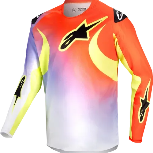 24 ALPINESTARS YOUTH RACER LUCENT JERSEY WHITE/NEON RED/YELLOW FLUO