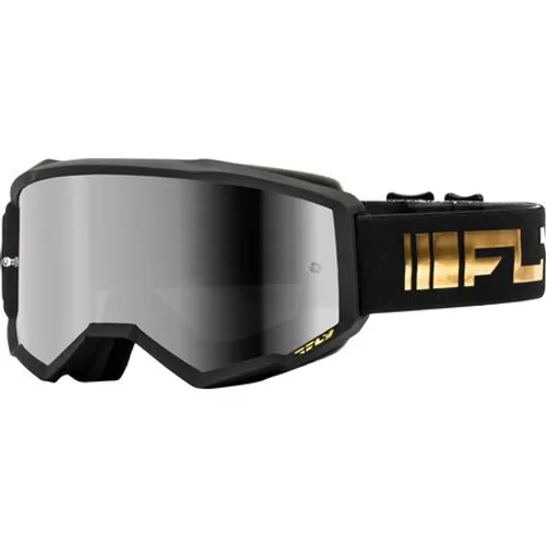FLY RACING YOUTH ZONE GOGGLE BLACK/GOLD W/ SILVER MIRROR/SMOKE LENS
