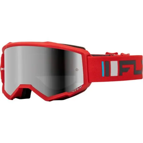 FLY RACING YOUTH ZONE GOGGLE RED/CHARCOAL W/ SILVER MIRROR/SMOKE LENS