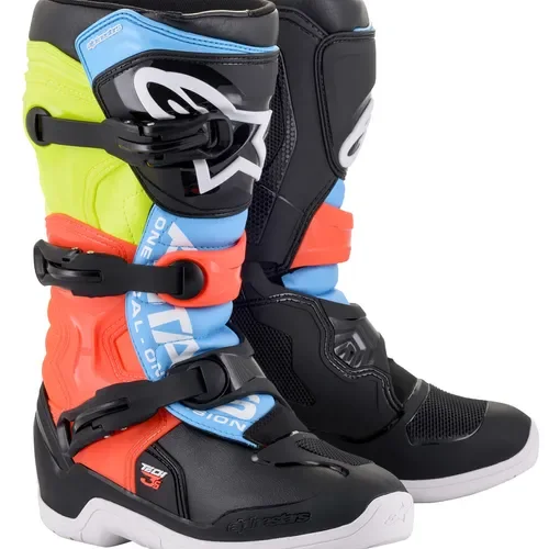 ALPINESTARS TECH 3S YOUTH BOOTS BLK/YLW FLUO/RED FLUO