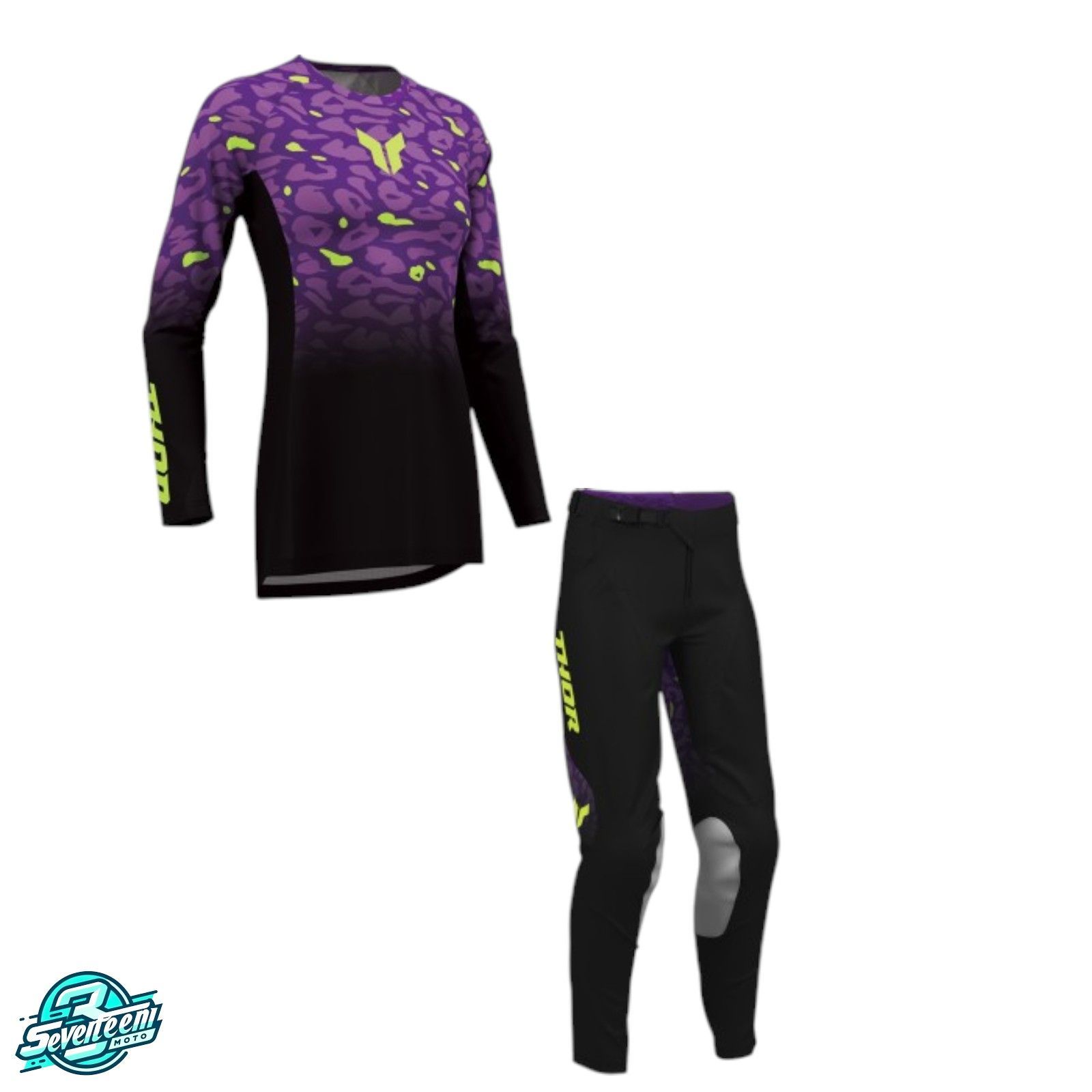 Thor Women's Launchmode Spotted Black/Purple Jersey/Pant Combo Medium 5/6 Pant