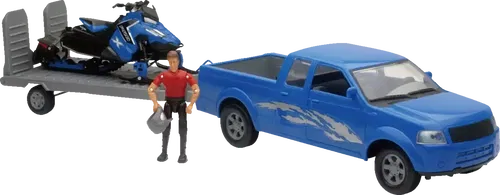 NEW RAY TOYS Pick Up Truck w/ Polaris Switchback Snowmobile Set - 1:18 Scale -