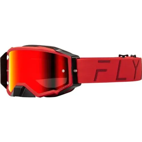 FLY RACING ZONE PRO GOGGLE RED W/ RED MIRROR/SMOKE LENS